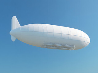 Fototapeta premium A large, white airship floating in a clear blue sky.