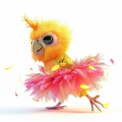 Fototapeta premium Delightful parrot twirls gracefully in a pink ballerina tutu with playful charm and vibrant colors