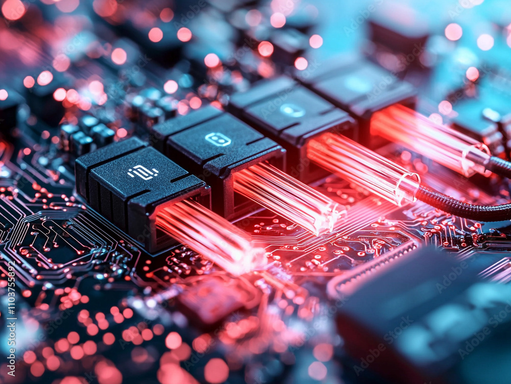 Aufkleber ai generated circuit board technology hub digital art close-up high-tech environment innovation expl