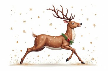 Christmas greeting card with deer, deer