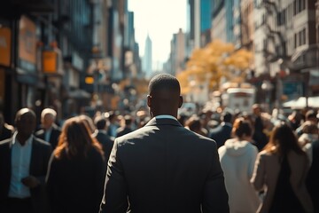 Anonymous Businessman Cityscape Blurry City Life Ambience