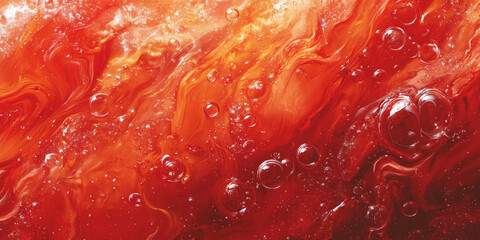 A fiery red gel texture with glowing highlights and dynamic swirls. Embedded bubbles create dimension, making it look bold and energizing.