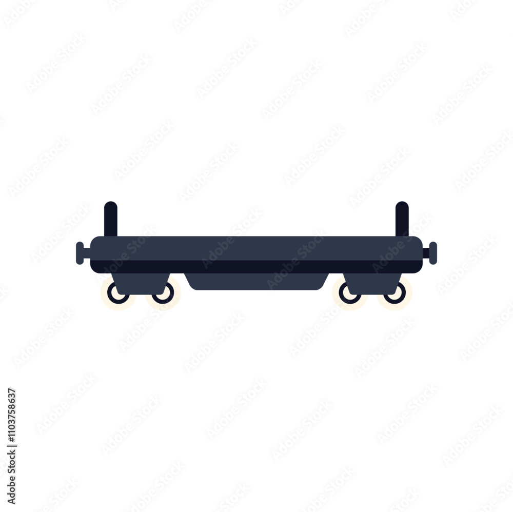 Poster empty platform of freight train is waiting for loading in a depot
