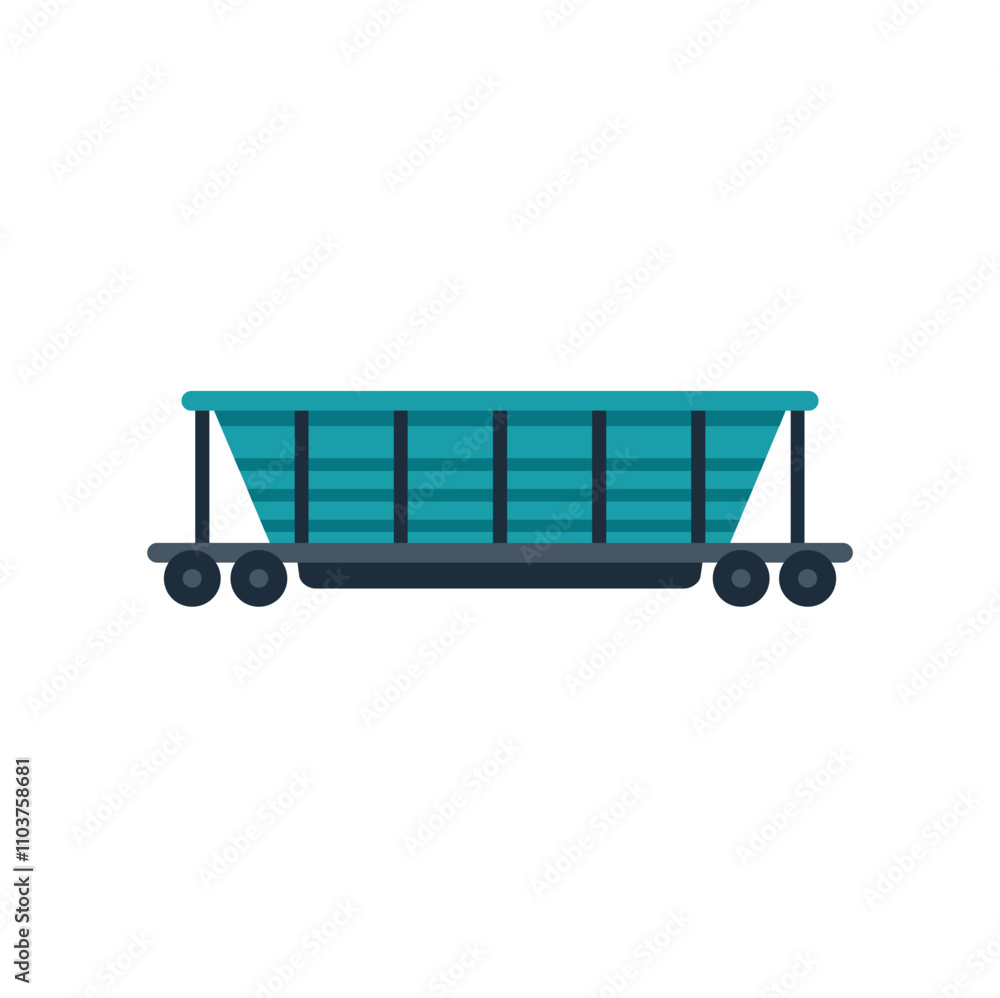 Poster simple vector illustration of an empty hopper car waiting to be loaded on a white background