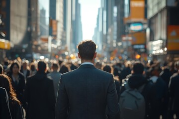 Anonymous Businessman Walking NYC Street Crowd1