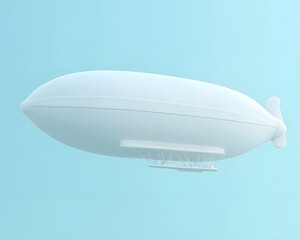 Obraz premium A minimalistic white zeppelin floating in a light blue sky.