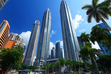 Anonymous Businessman Walking Vibrant Tropical Cityscape