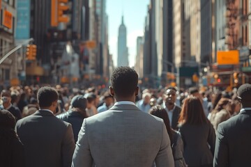Fototapeta premium Anonymous Businessman, Back View, Busy City Rush Hour