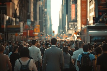 Obraz premium Anonymous City Crowd Sunlight, Movement, Depth of Field