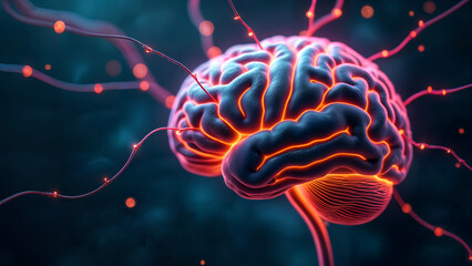 Obraz premium Fusion of Technology and Brain