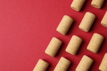 Wine corks on color background 