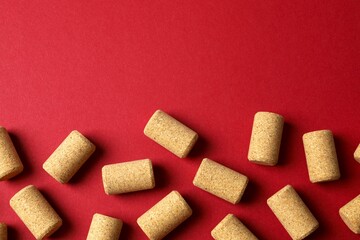 Wine corks on color background 