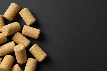 Wine corks on black background 