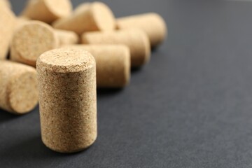 Wine corks on black background 
