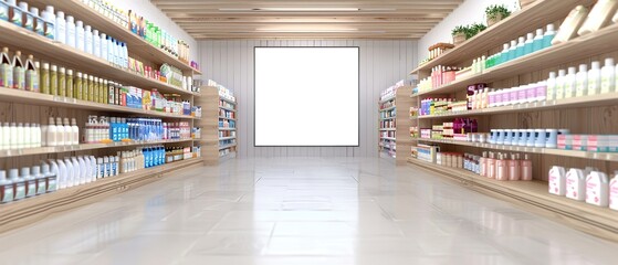 Supermarket Aisle Billboard Mockup: Ideal for Advertising and Promotional Campaigns