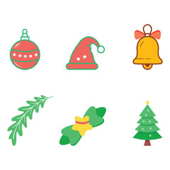 christmas icon set, Christmas vector bundle, Christmas tree and bell vector illustration.