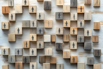 Anonymous Figures Geometric Wooden Block Network