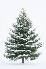 Obraz premium Beautiful Snow-Covered Evergreen Tree in Winter Wonderland Setting - Perfect for Holiday and Seasonal Decor Themes