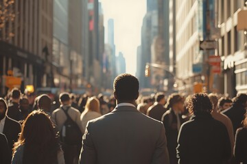 Obraz premium Anonymous Grey Suit in City Street Crowd
