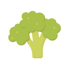 Green broccoli isolated on white background. Flat vector illustration.