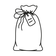 Hand drawn bag with label. Vector illustration isolated on white background.