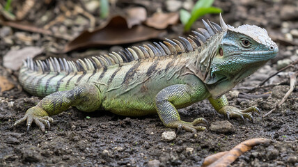 Obraz premium iguana on a tree generated by AI technology
