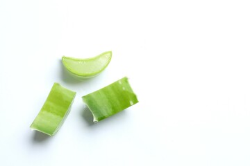 Cut aloe vera isolated on white background