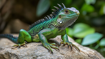 Fototapeta premium green lizard on a tree generated by AI technology