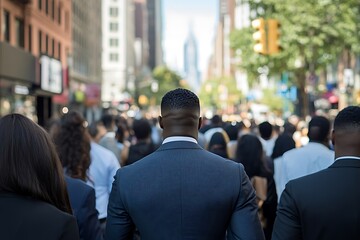 Fototapeta premium Anonymous Man in Suit Walking Urban Cityscape