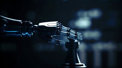 robotic hand on blurred bokeh background, artificial intelligence, technology.AI GENERATED