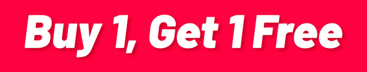 Buy 1 Get 1 Free Stamp, Red Background with Buy 1 Get 1 Free Word Rubber Stamp Banner