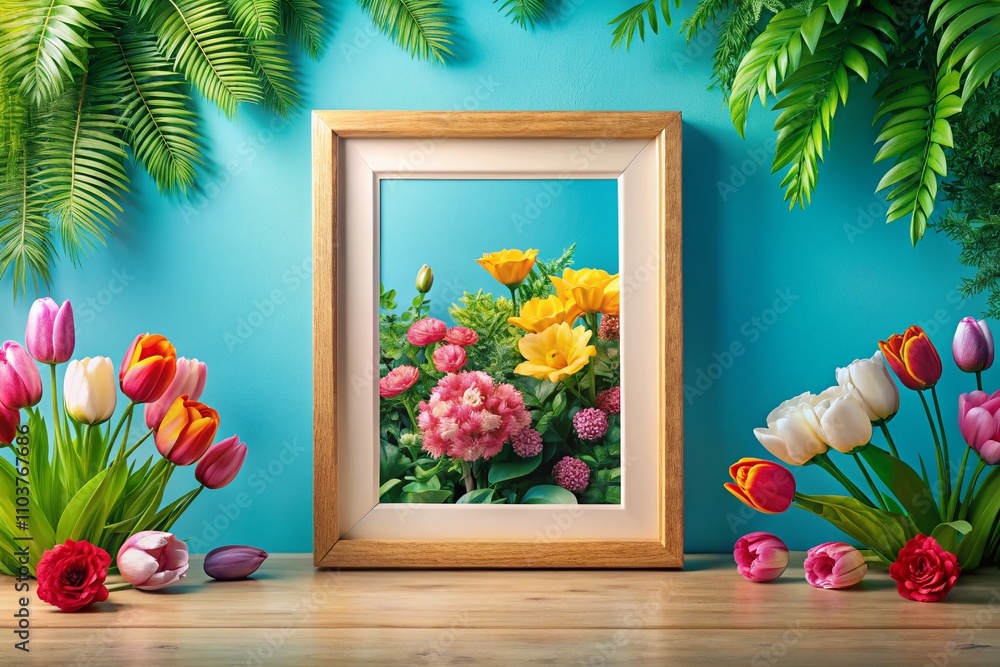Poster realistic mockup photo frame on isolated background for creative display and presentation of artwork