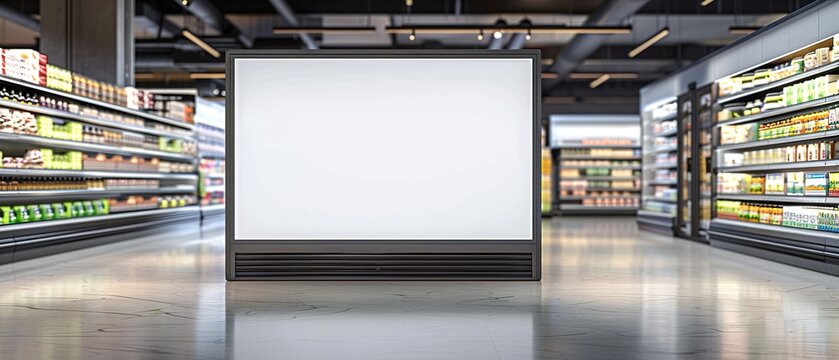Supermarket Advertisement Stand with Blank Canvas for Promotion