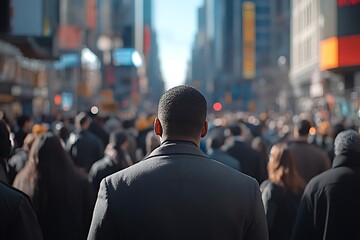 Fototapeta premium Anonymous Man in Suit, Rush Hour City Movement