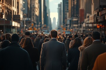 Anonymous Man Walking Alone in Diverse City Crowd