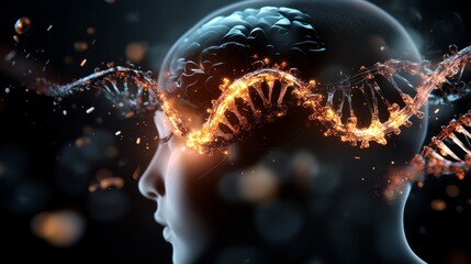 Futuristic DNA Strands Rendered in Abstract Visualization