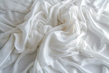Obraz premium Abstract composition of flowing white silk fabric, creating soft folds and textures in a minimal and elegant design