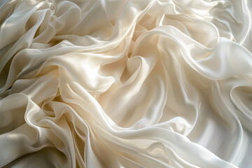Obraz premium Abstract composition of flowing ivory satin fabric with soft light and elegant folds creating a luxurious texture
