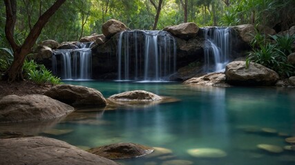 Naklejka premium waterfall in the forest