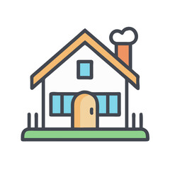 Fototapeta premium Good icon of a charming house with chimney and garden