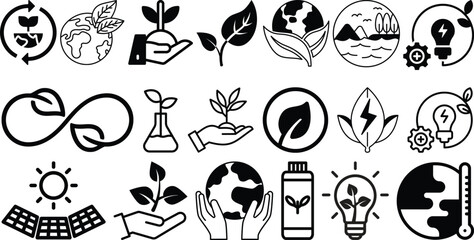 Naklejka premium Ecology and Nature icons set collection 