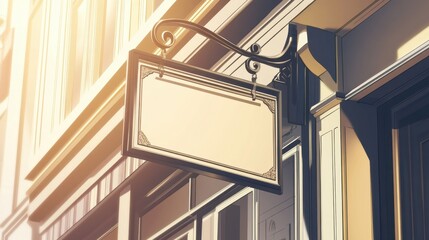 Blank storefront sign on vintage building.