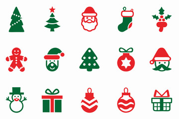 Christmas Icon Pack all ornaments vector art illustration