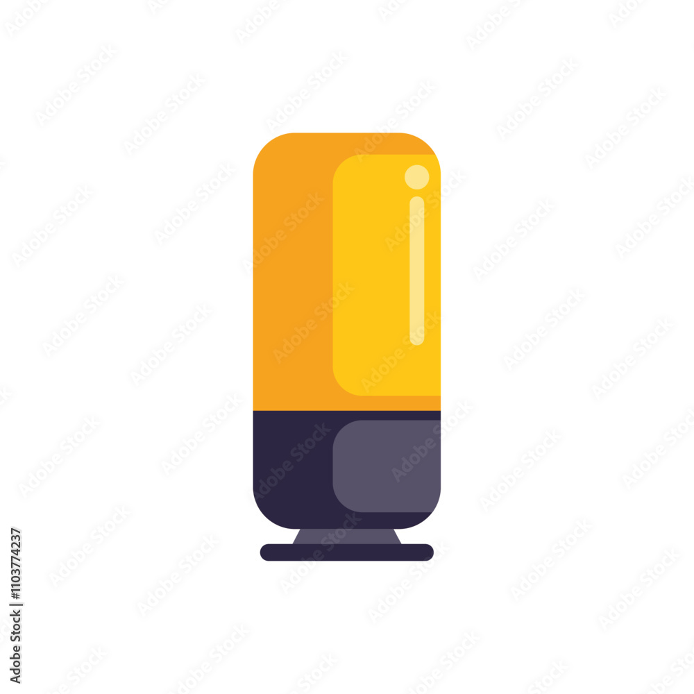 Poster yellow and blue smart speaker with artificial intelligence is waiting for voice commands