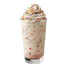 Glass of milkshake with whipped cream and sprinkles PNG