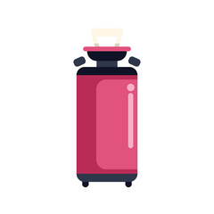 Obraz premium Pink water cooler dispenser standing on white background, delivering refreshing and cool water for hydration