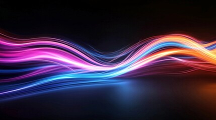 Abstract digital art dark background It features wave-like Optical data