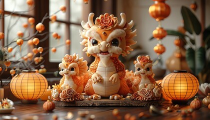 Cute and Friendly Chinese Baby Dragon Cartoon Character