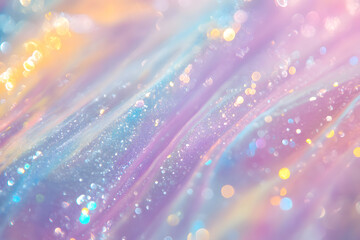 Obraz premium A shimmering, pastel-hued abstract background with glitter and soft waves of color.