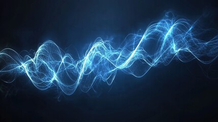 Abstract blue light waves with a glowing effect.